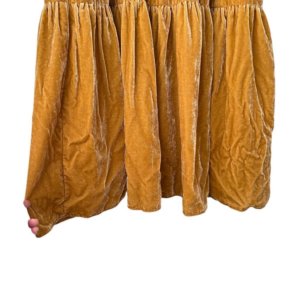 Charles Henry Dress Womens Extra Small Gold Velvet Tie-Back Midi Cottage Priaire - Picture 5 of 16